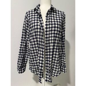 J. Crew outlet blue white button front shirt L